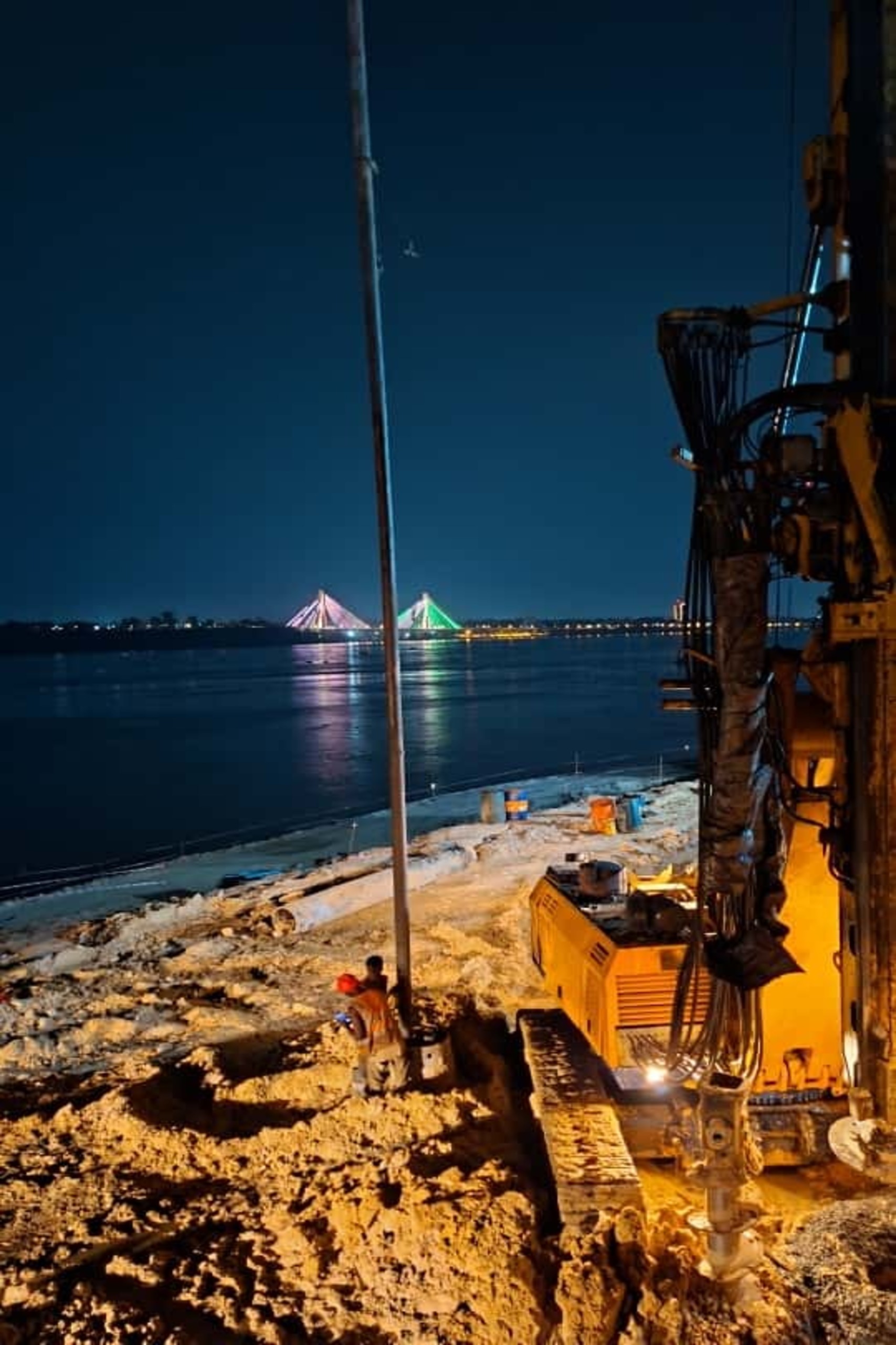 Congo River waterfront villa piling works